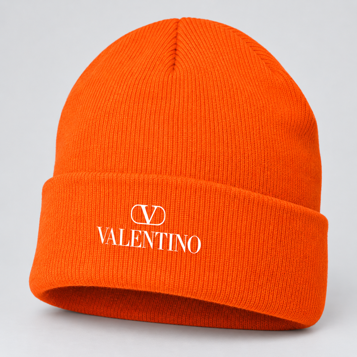 Valentino Cuffed Beanie Hat | Color: Orange | View 1