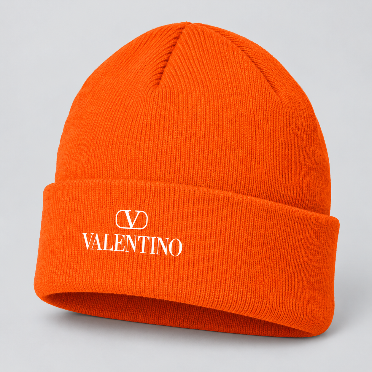 Valentino Cuffed Beanie Hat | Color: Orange | View 2