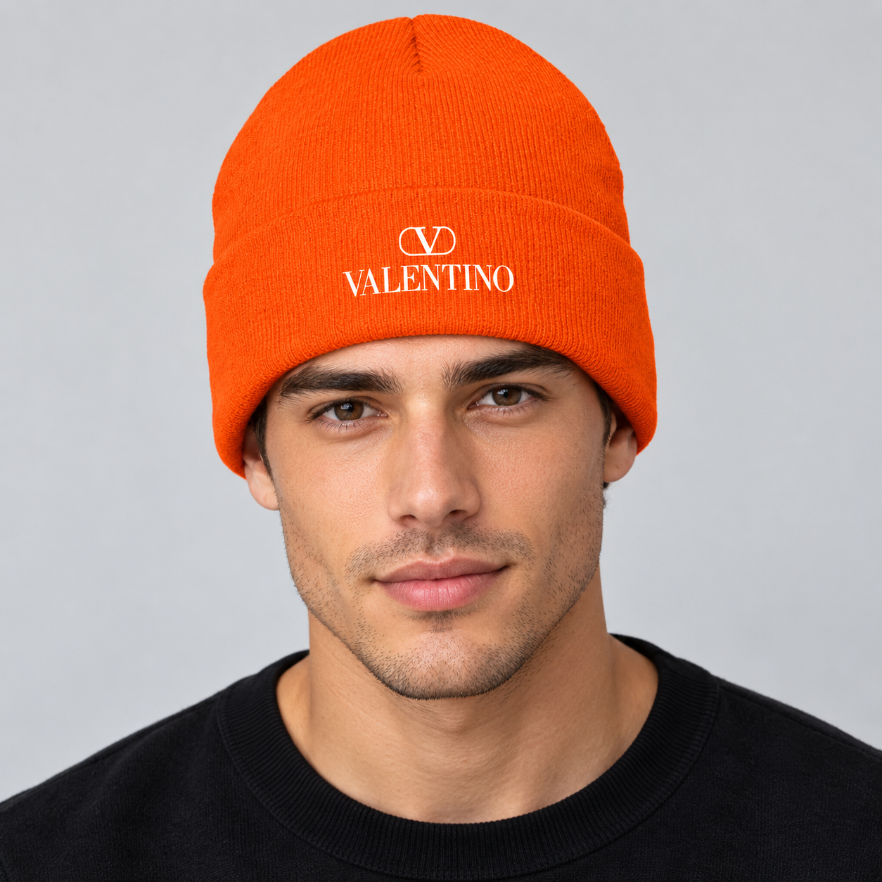 Valentino Cuffed Beanie Hat | Color: Orange | View 3