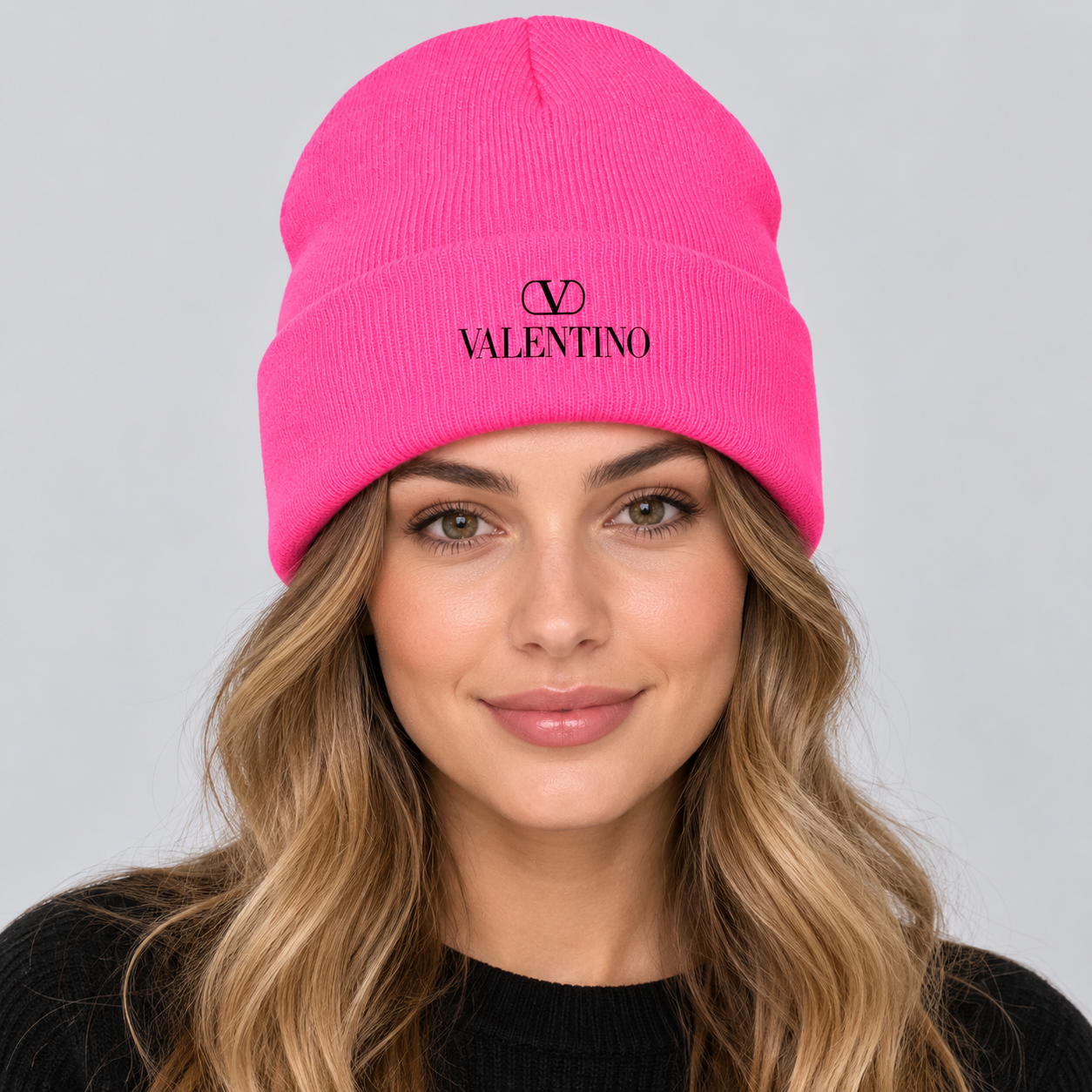 Valentino Cuffed Beanie Hat | Color: Pink | View 3