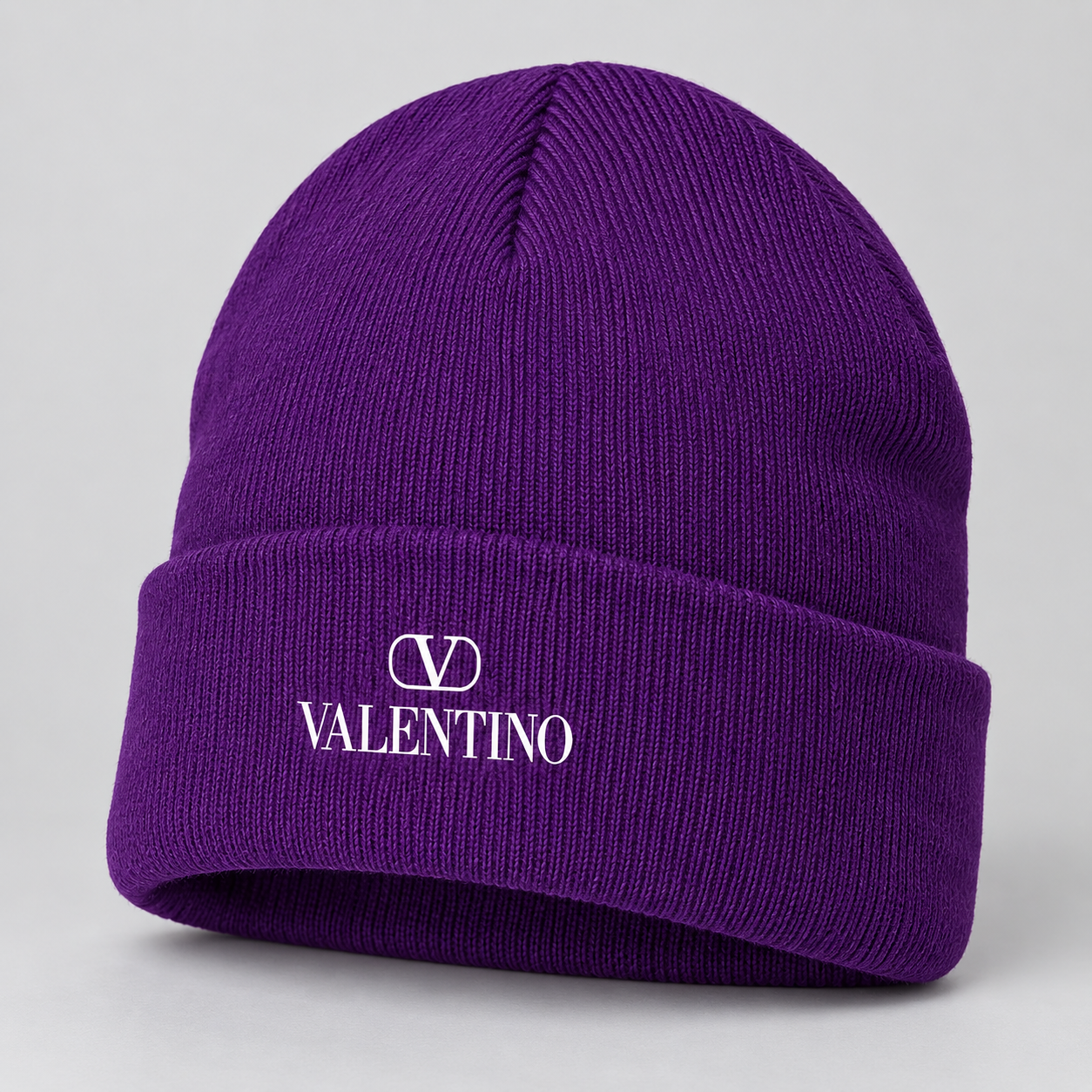 Valentino Cuffed Beanie Hat | Color: Purple | View 1