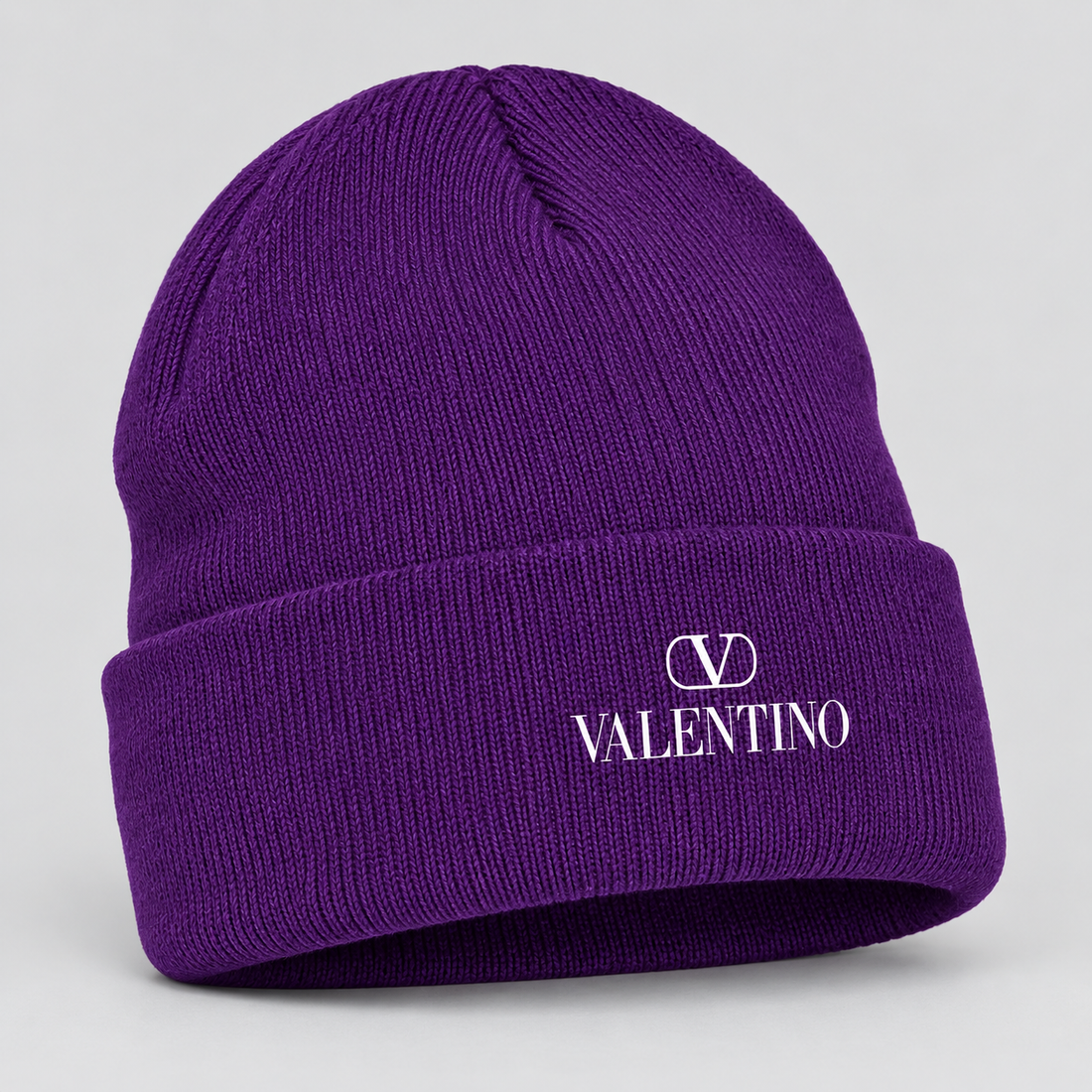 Valentino Cuffed Beanie Hat | Color: Purple | View 2