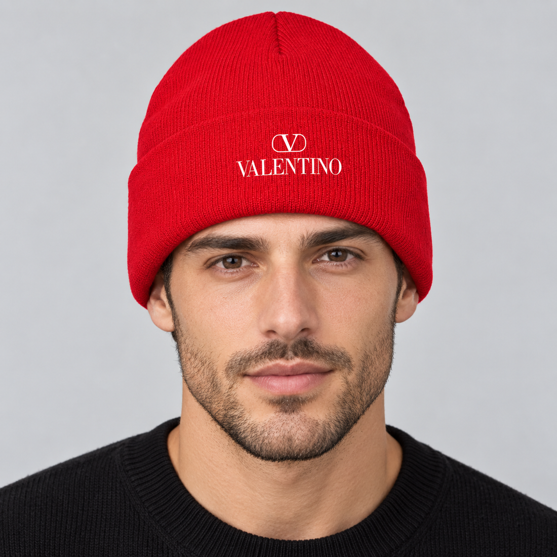 Valentino Cuffed Beanie Hat | Color: Red | View 3