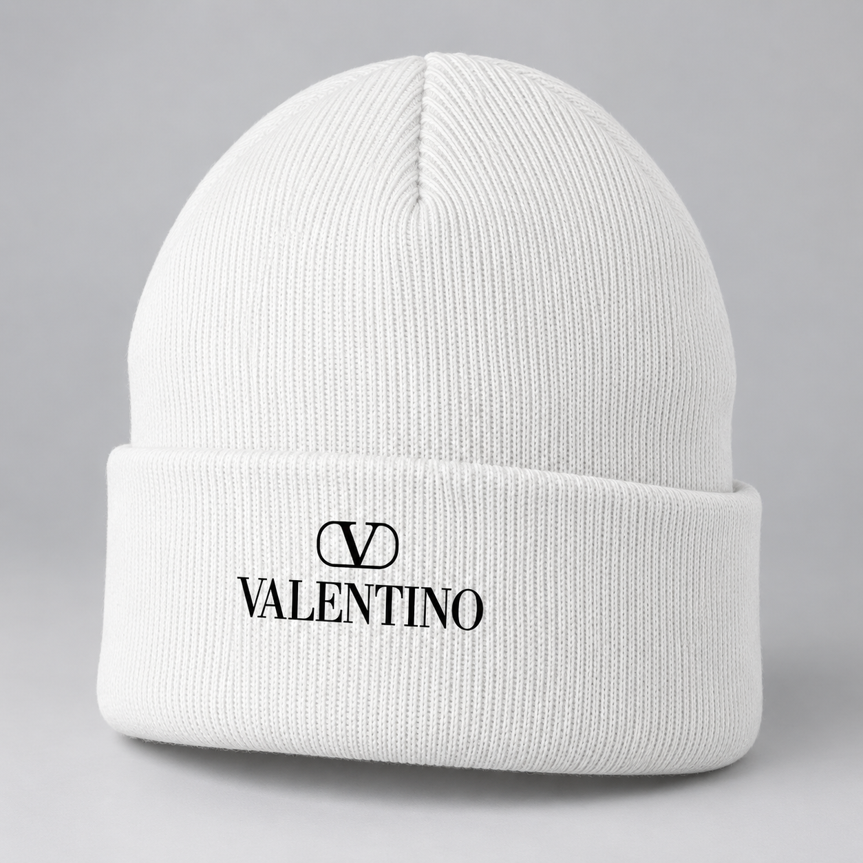 Valentino Cuffed Beanie Hat | Color: White | View 1