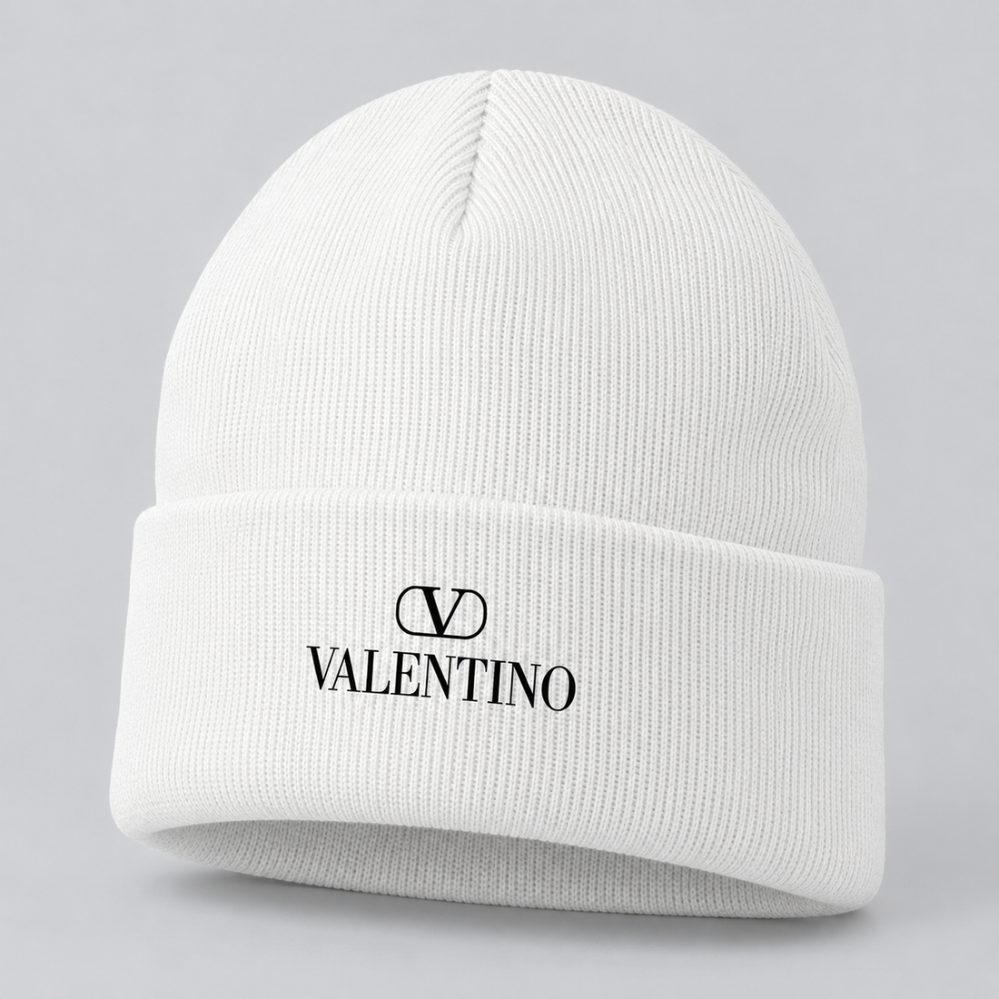 Valentino Cuffed Beanie Hat | Color: White | View 2