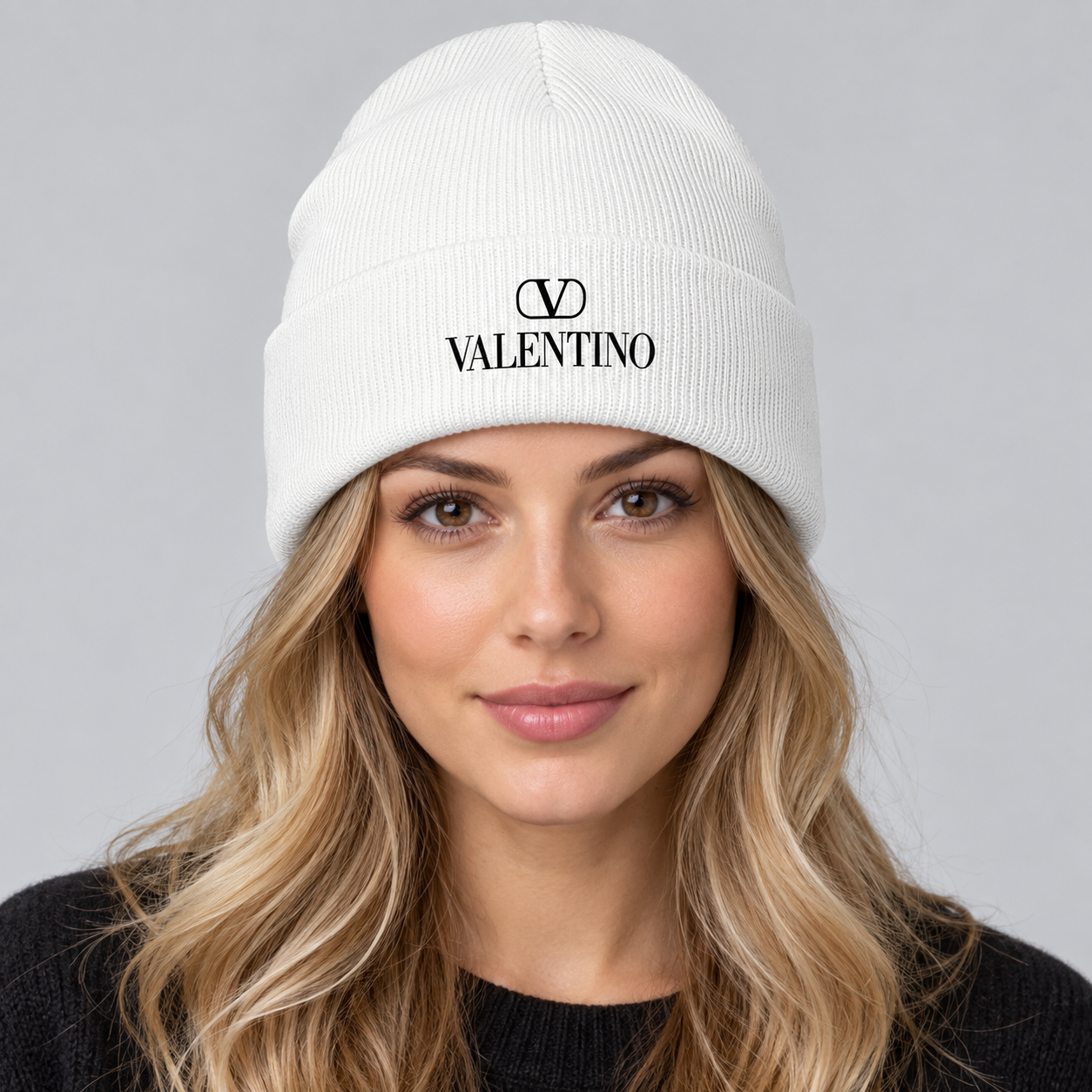 Valentino Cuffed Beanie Hat | Color: White | View 3