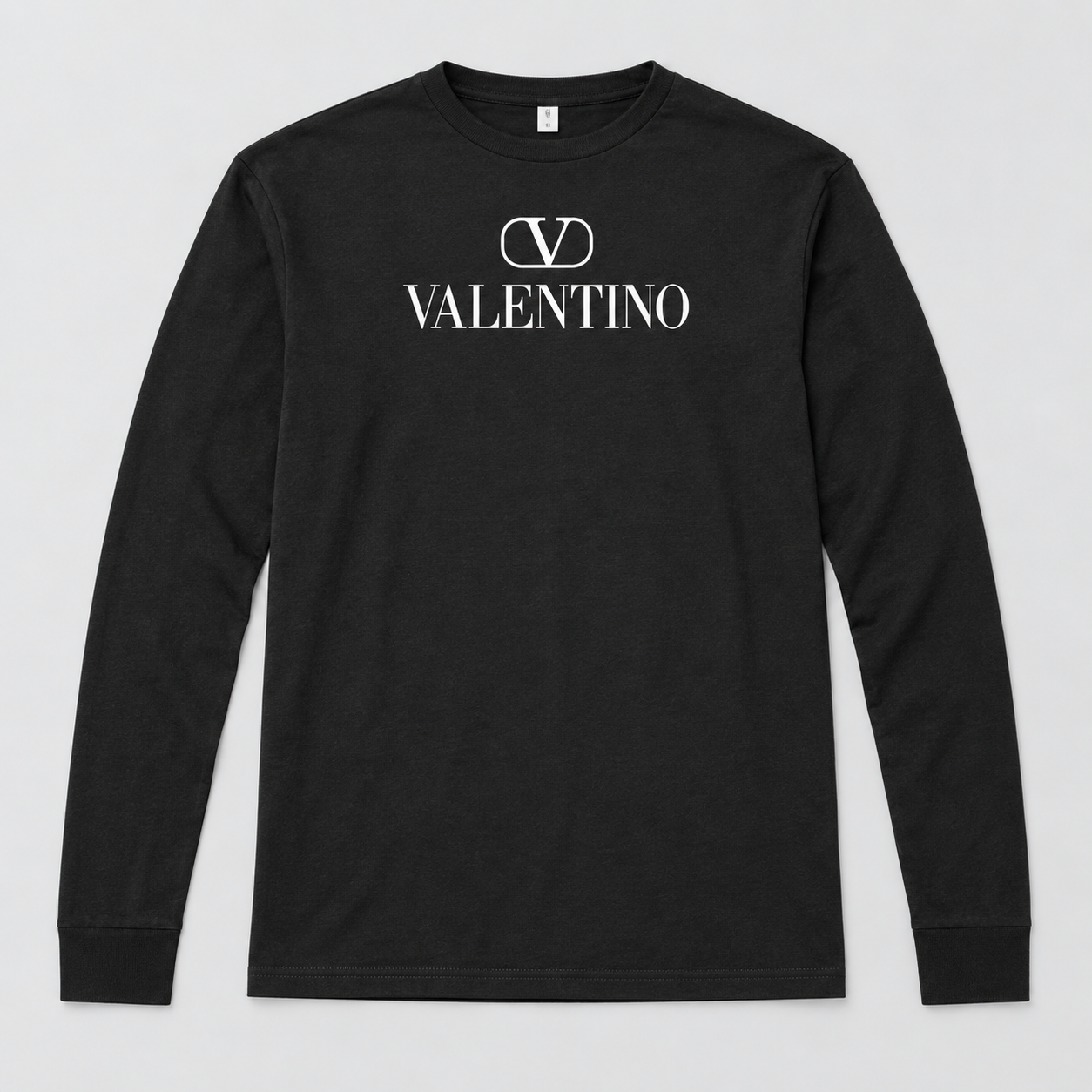 Men's Valentino Cotton Long Sleeve T-Shirt | Color: Black | View 1