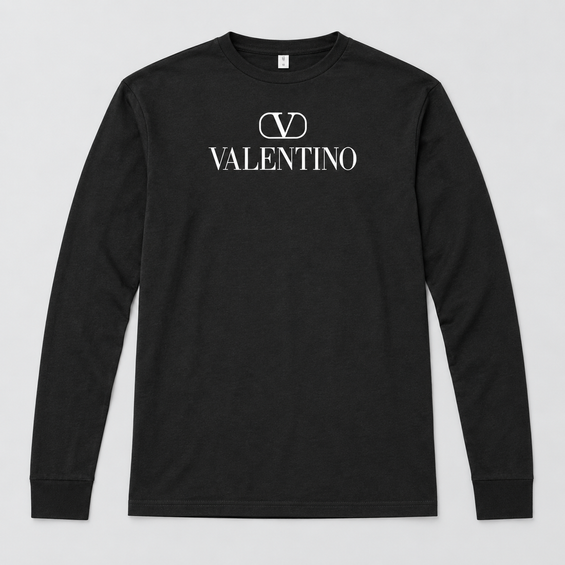 Men's Valentino Cotton Long Sleeve T-Shirt | Color: Black | View 1
