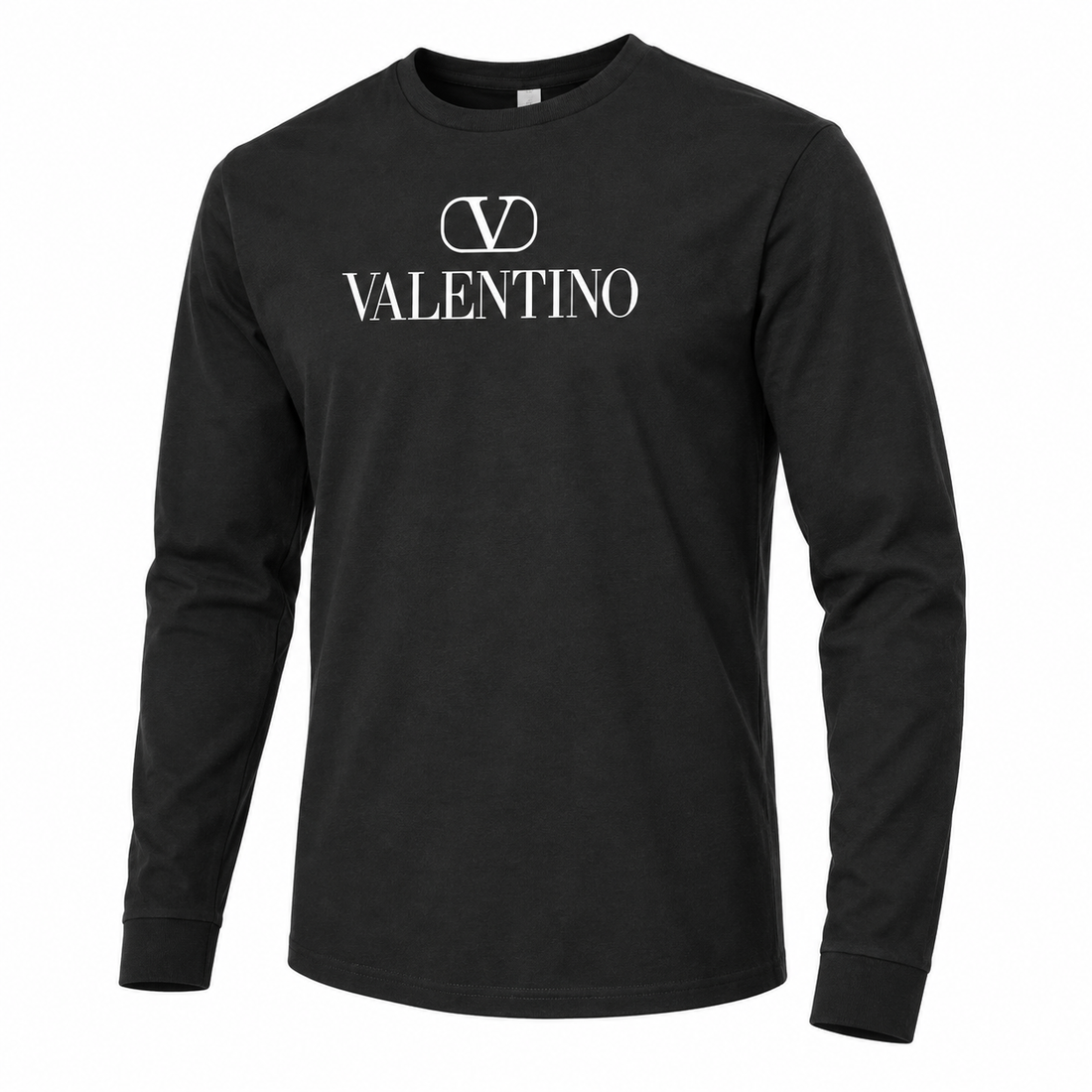 Men's Valentino Cotton Long Sleeve T-Shirt | Color: Black | View 2