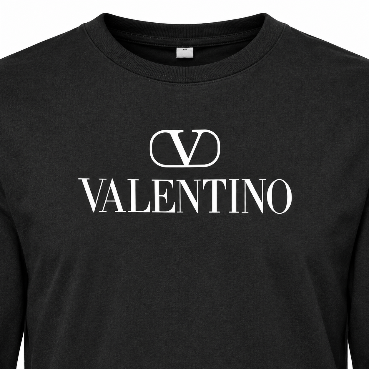 Men's Valentino Cotton Long Sleeve T-Shirt | Color: Black | View 4