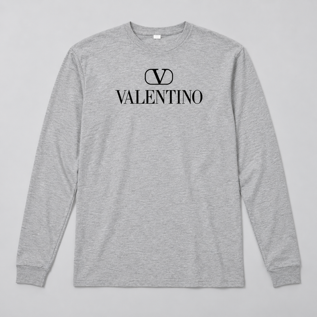 Men's Valentino Cotton Long Sleeve T-Shirt | Color: Grey | View 1