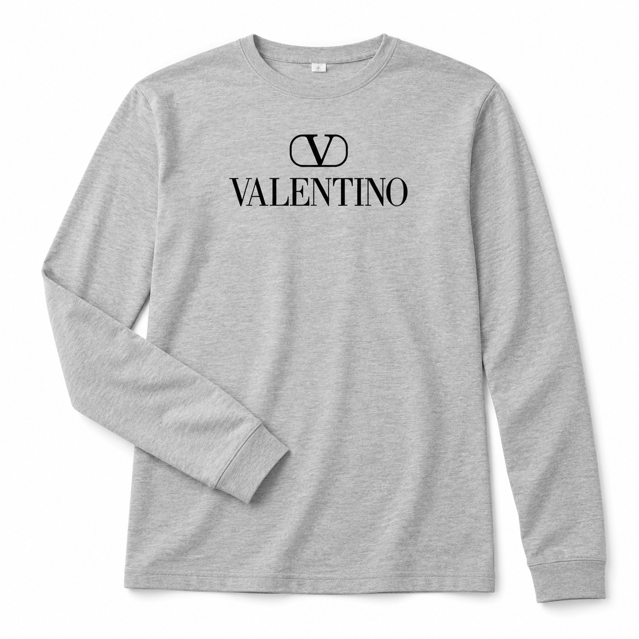 Men's Valentino Cotton Long Sleeve T-Shirt | Color: Grey | View 5