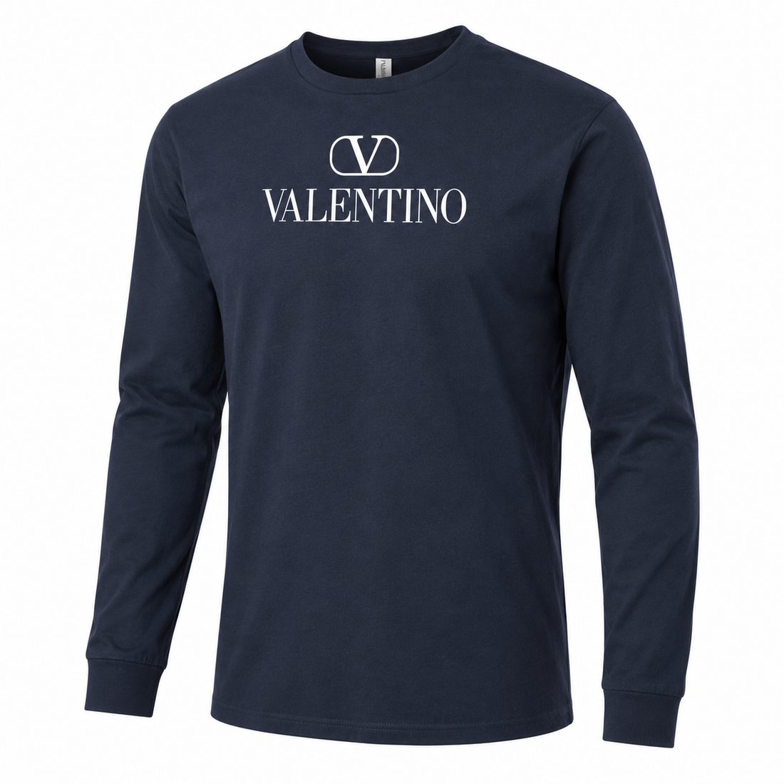 Men's Valentino Cotton Long Sleeve T-Shirt | Color: Navy | View 2