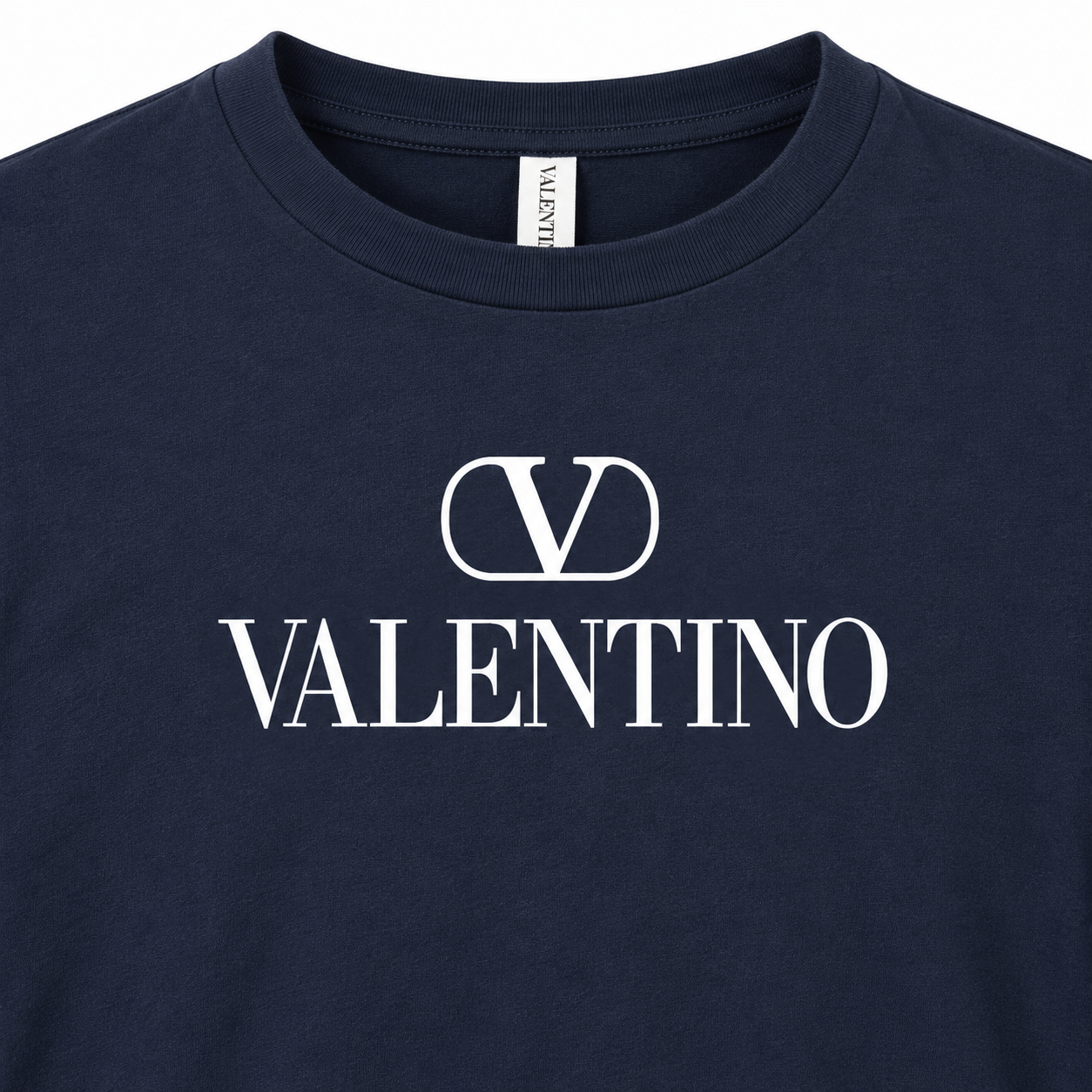 Men's Valentino Cotton Long Sleeve T-Shirt | Color: Navy | View 4