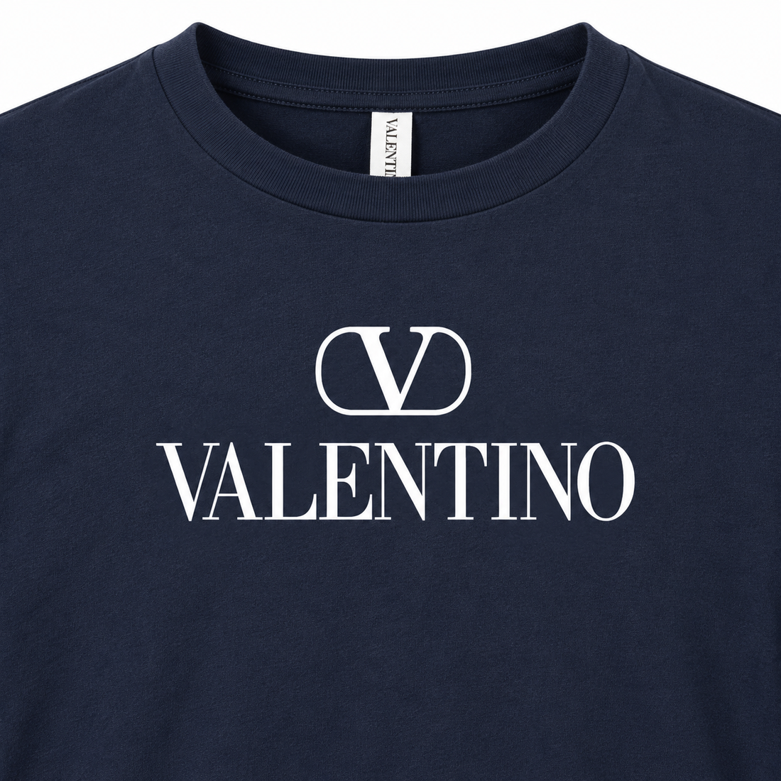 Men's Valentino Cotton Long Sleeve T-Shirt | Color: Navy | View 4