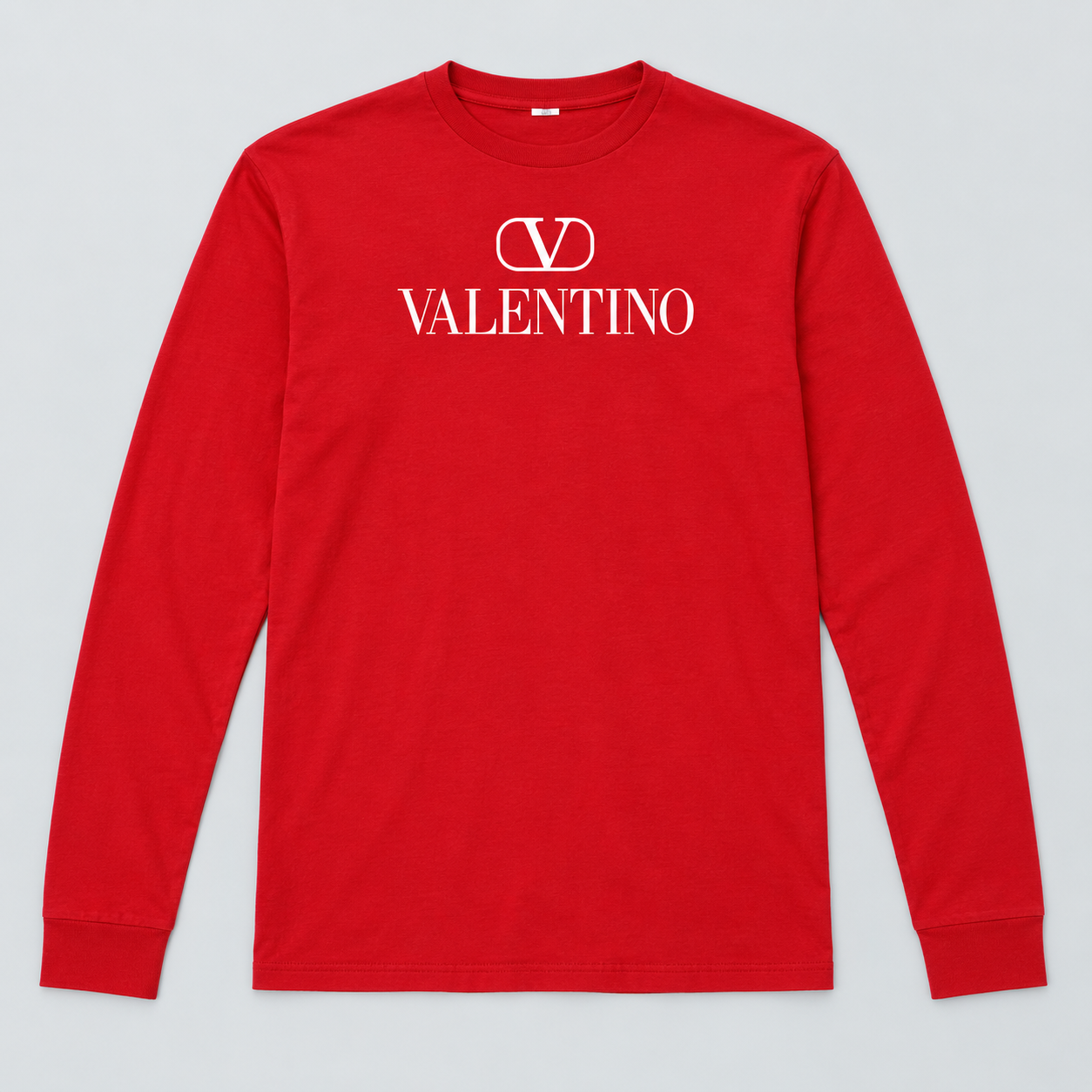 Men's Valentino Cotton Long Sleeve T-Shirt | Color: Red | View 1