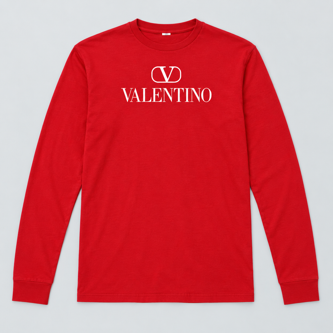 Men's Valentino Cotton Long Sleeve T-Shirt | Color: Red | View 1