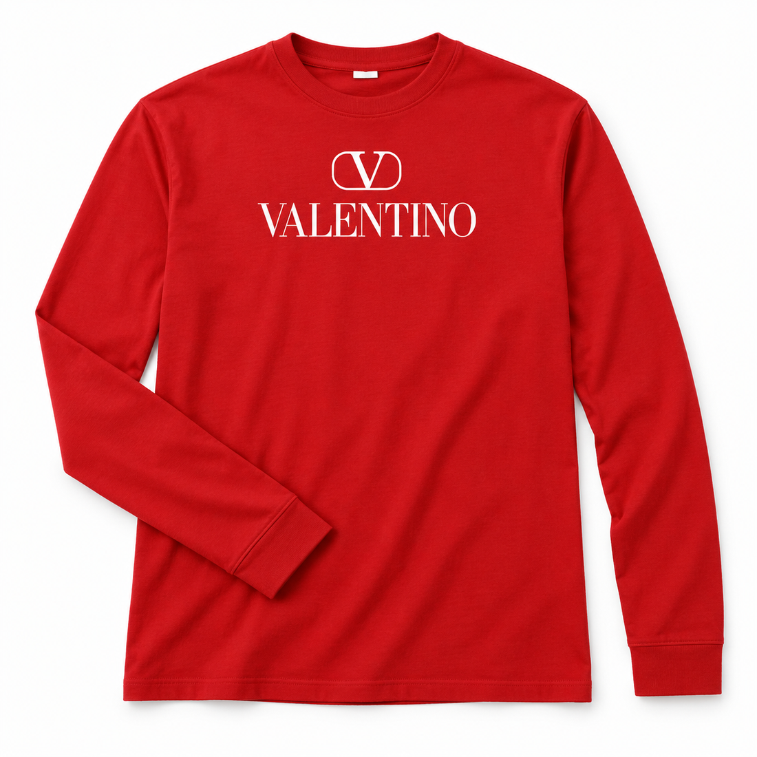 Men's Valentino Cotton Long Sleeve T-Shirt | Color: Red | View 5