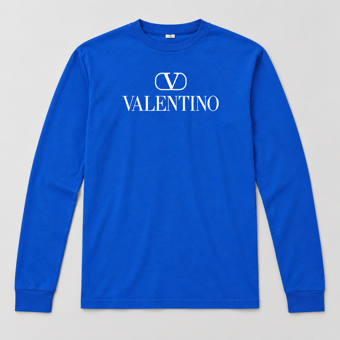 Men's Valentino Cotton Long Sleeve T-Shirt | Color: Royal Blue | View 1
