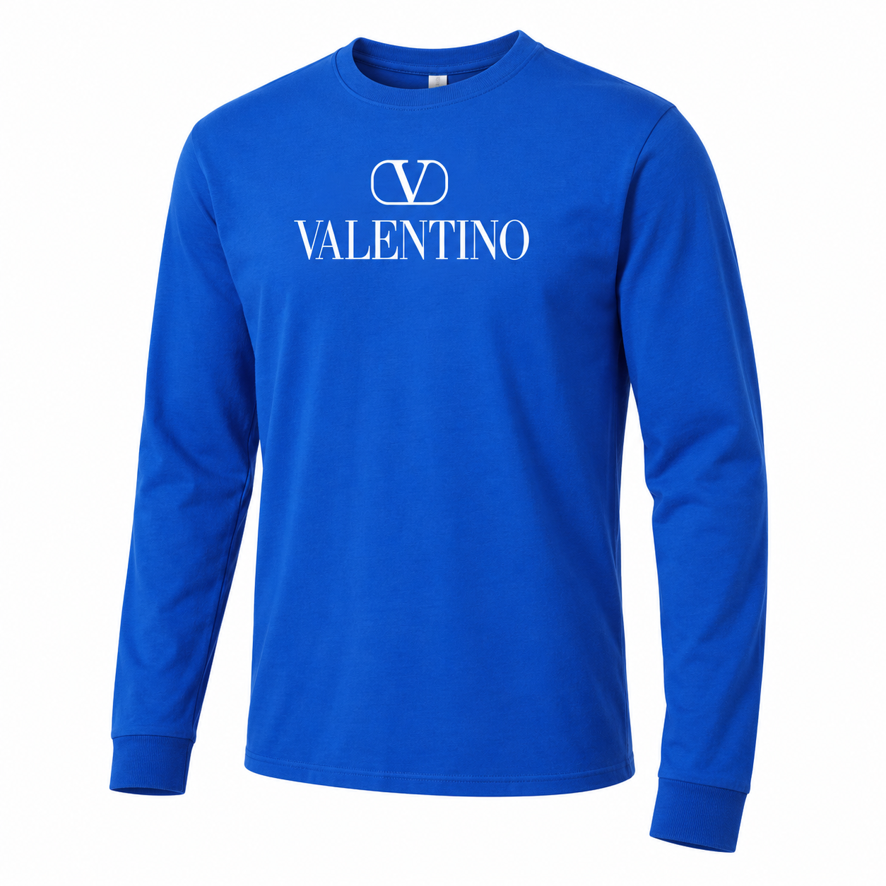 Men's Valentino Cotton Long Sleeve T-Shirt | Color: Royal Blue | View 2
