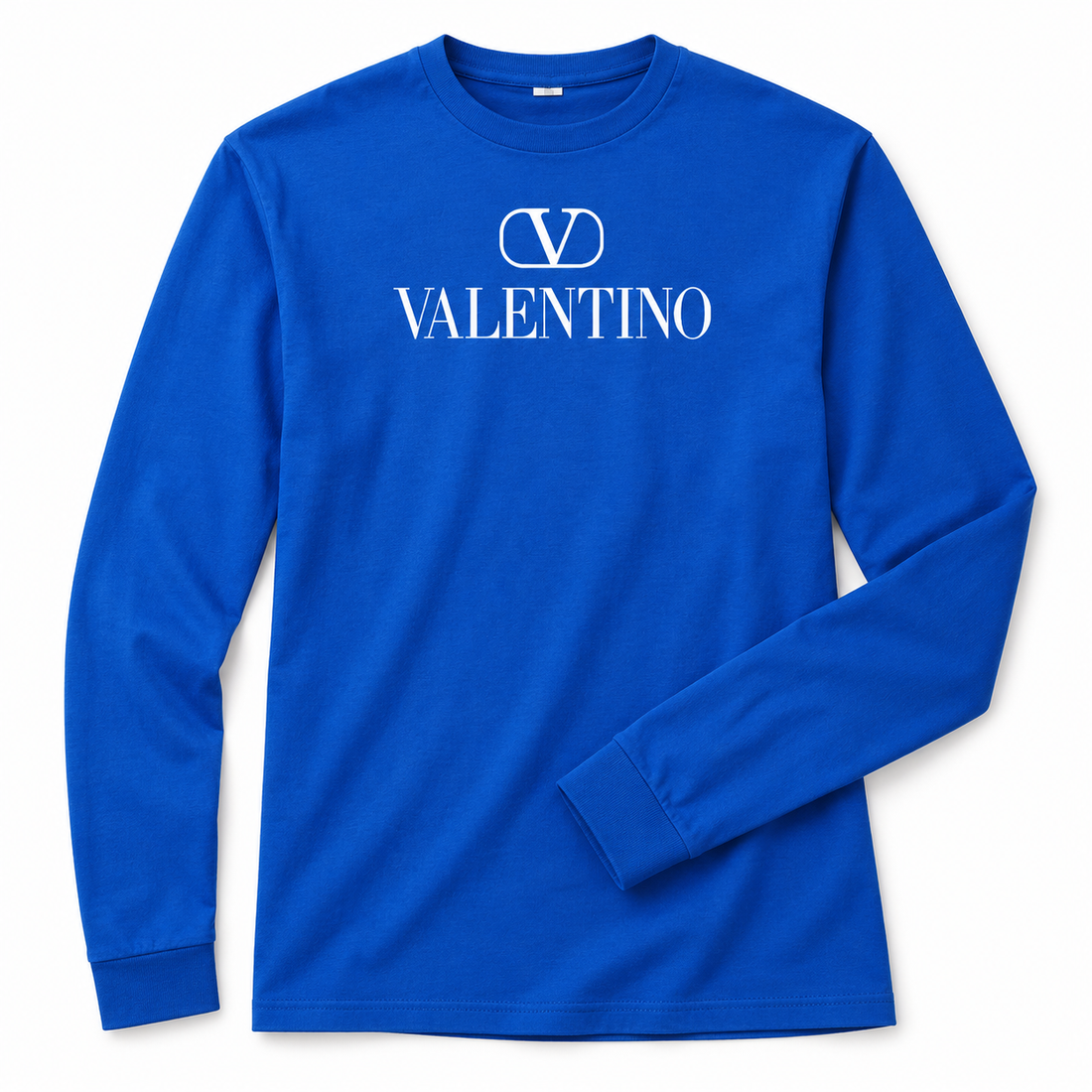 Men's Valentino Cotton Long Sleeve T-Shirt | Color: Royal Blue | View 5