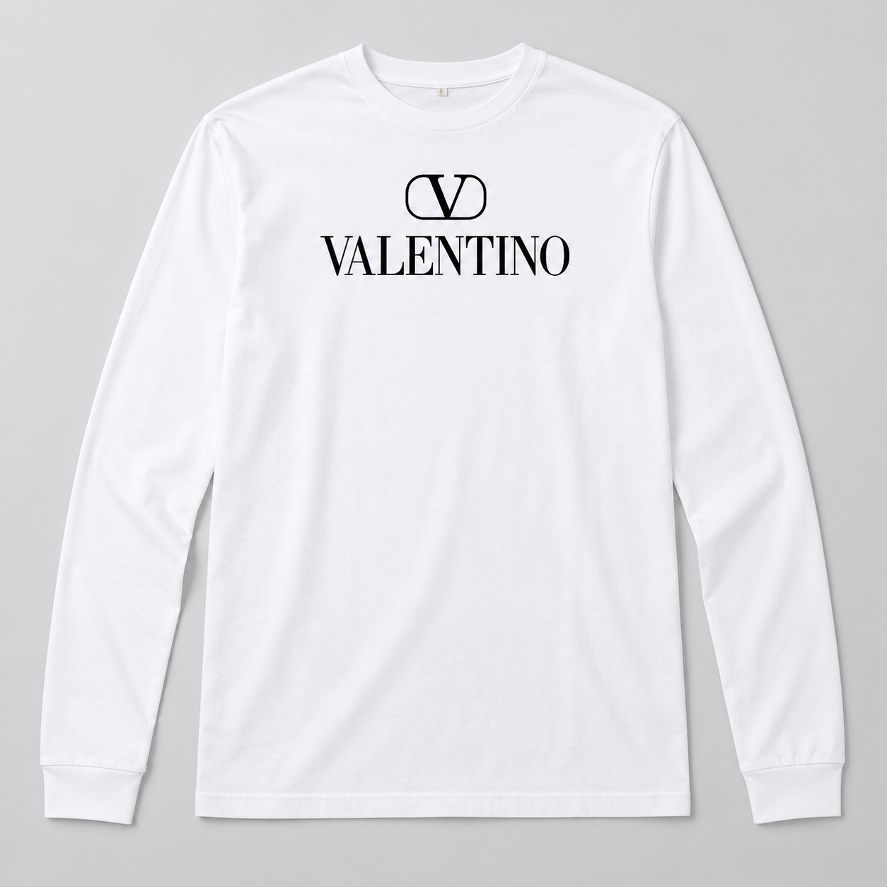 Men's Valentino Cotton Long Sleeve T-Shirt | Color: White | View 1