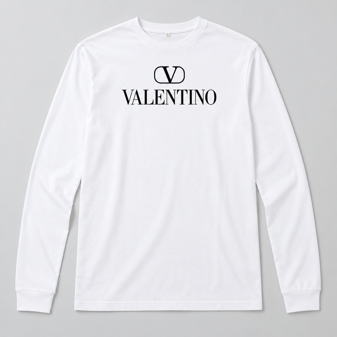 Men's Valentino Cotton Long Sleeve T-Shirt | Color: White | View 1