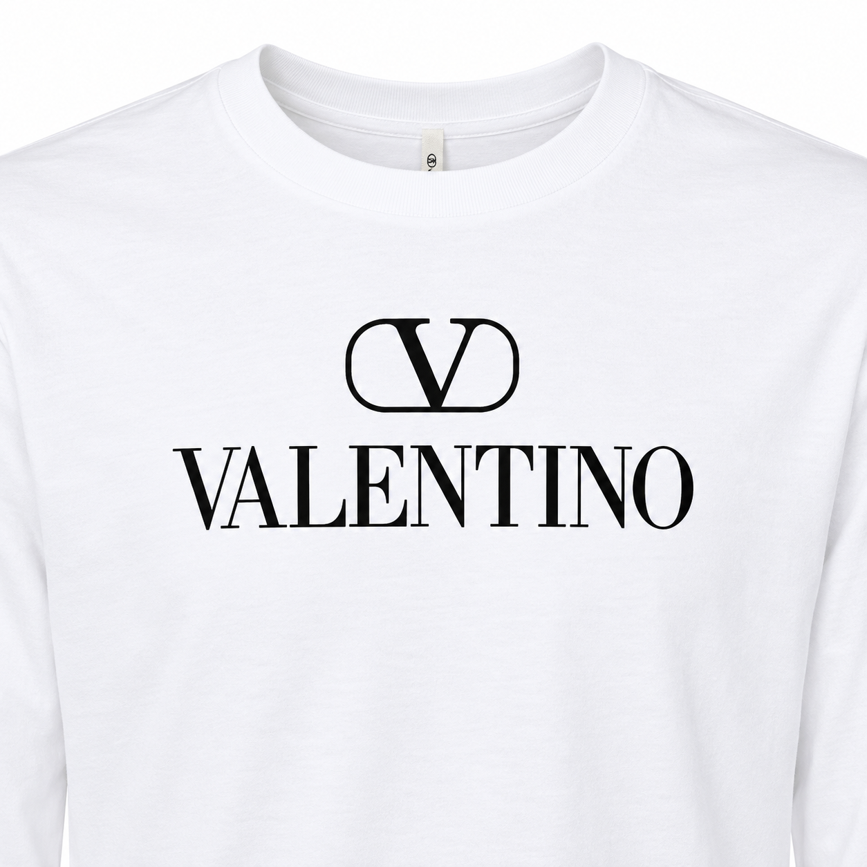 Men's Valentino Cotton Long Sleeve T-Shirt | Color: White | View 4