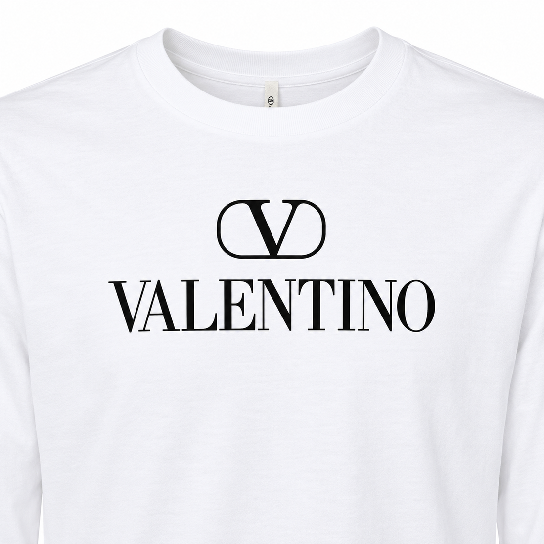 Men's Valentino Cotton Long Sleeve T-Shirt | Color: White | View 4