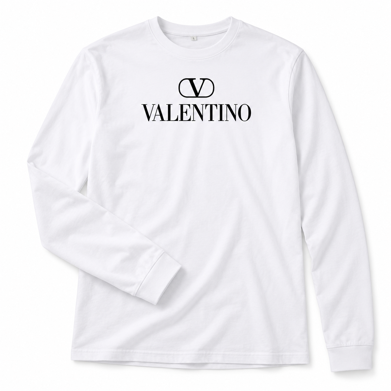 Men's Valentino Cotton Long Sleeve T-Shirt | Color: White | View 5