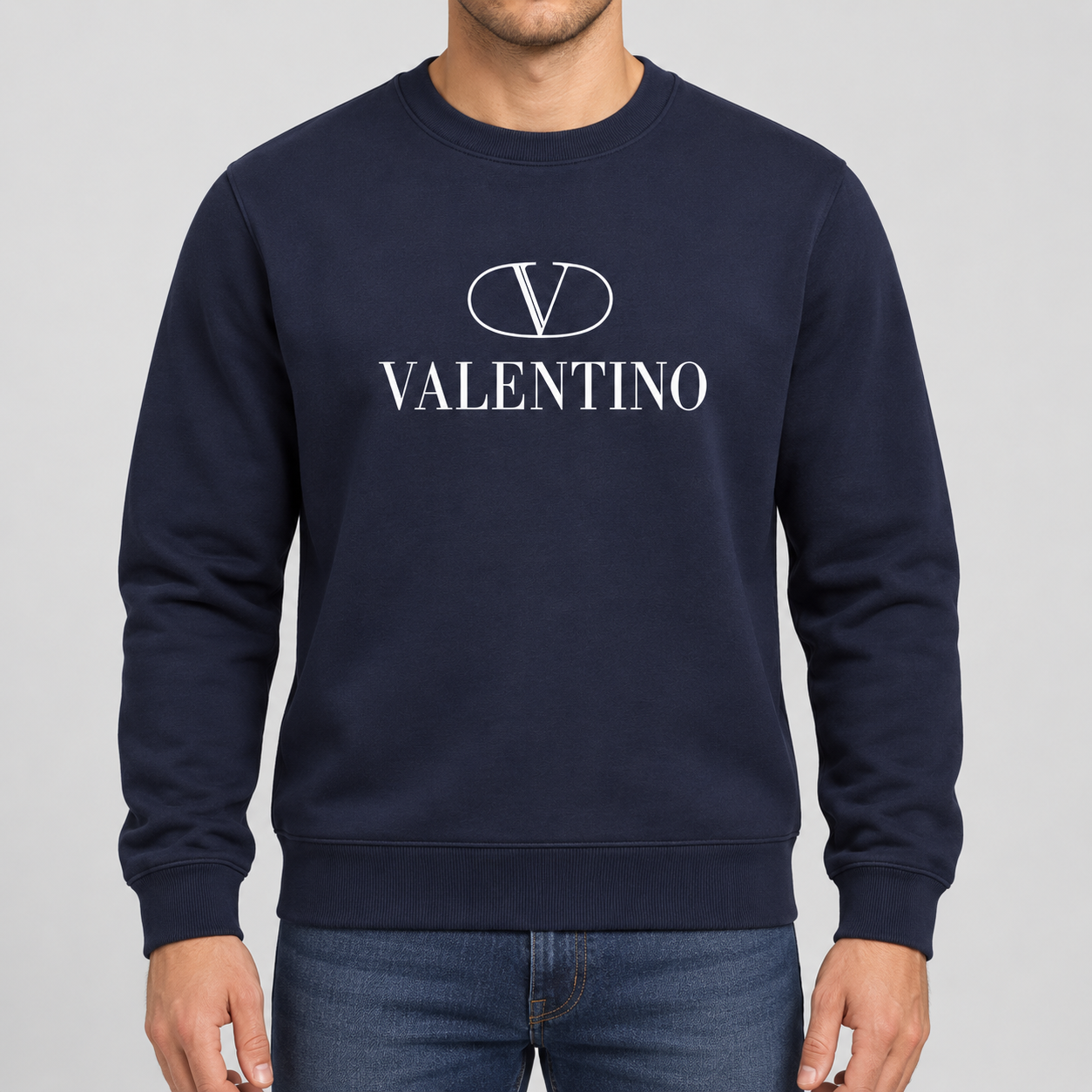Men's Valentino Crewneck Sweatshirt | Color: Navy | View 8