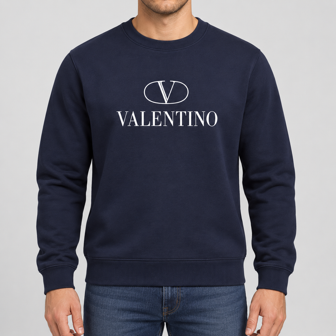 Men's Valentino Crewneck Sweatshirt | Color: Navy | View 8