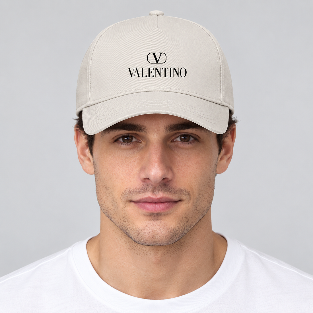 Valentino Dad Baseball Cap Hat | Color: Beige | View 3