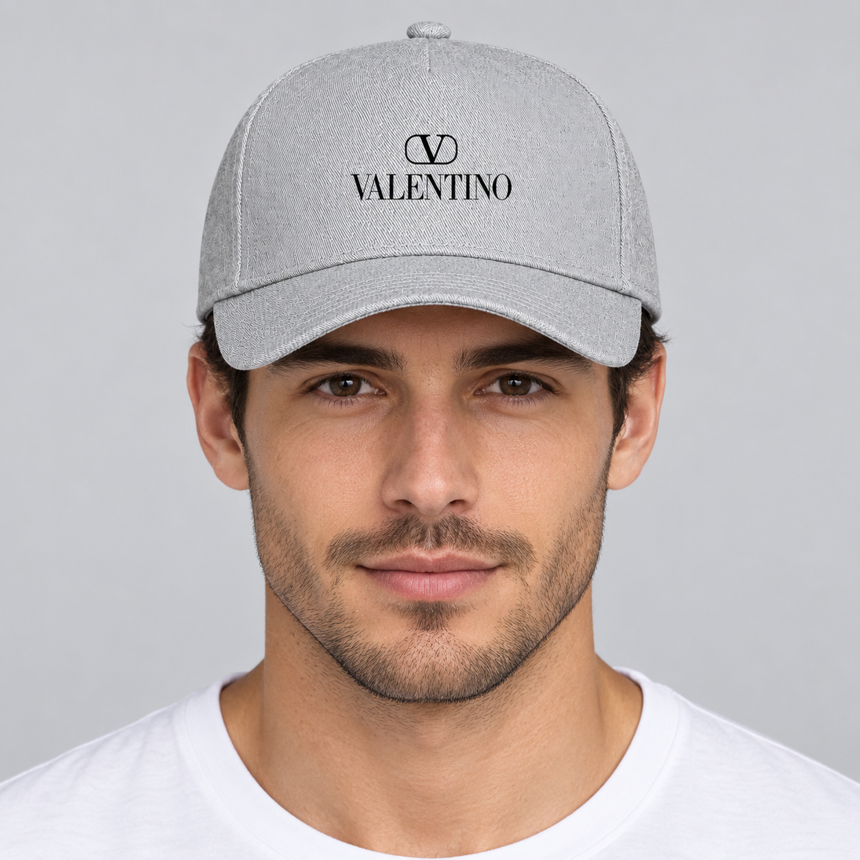 Valentino Dad Baseball Cap Hat | Color: Grey | View 3