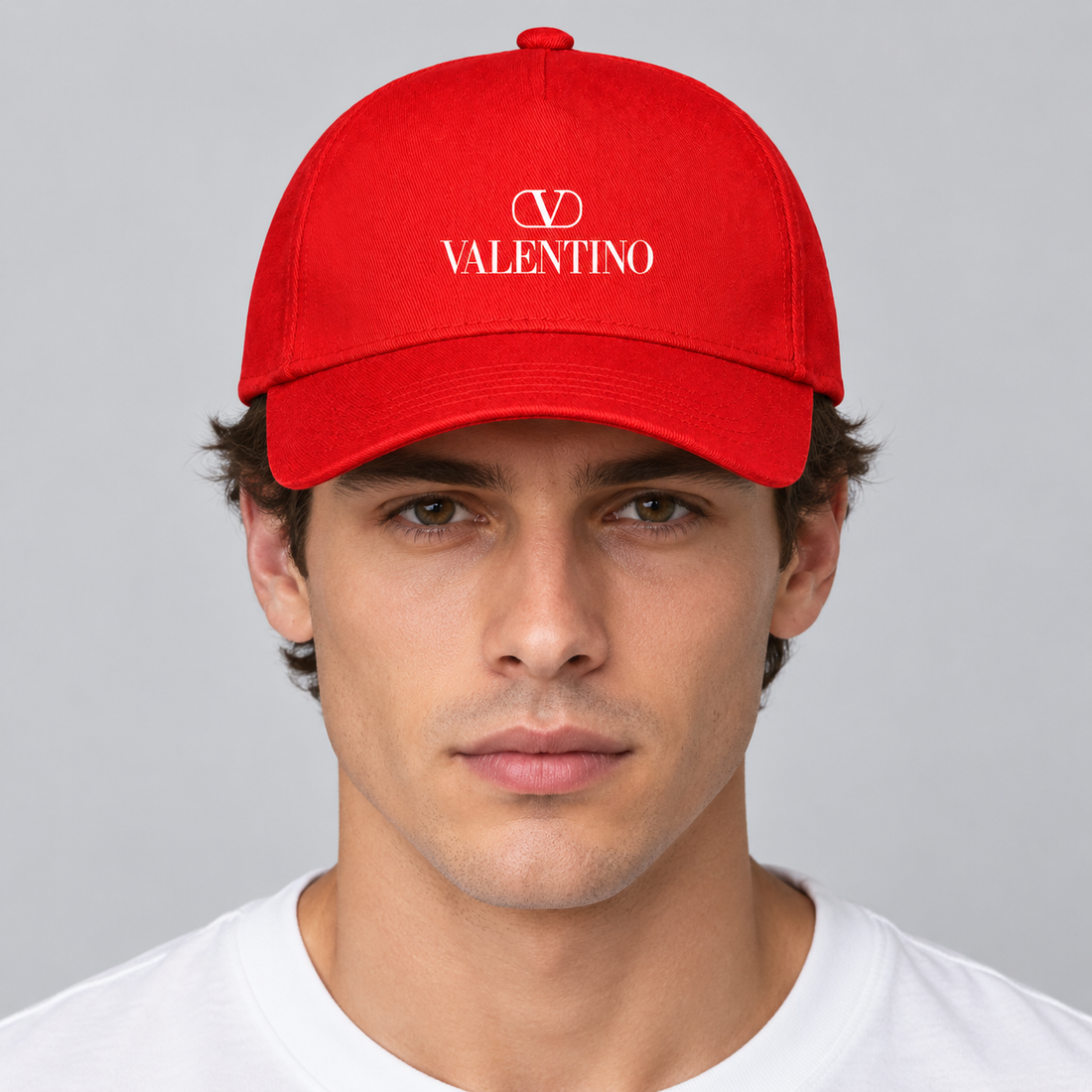 Valentino Dad Baseball Cap Hat | Color: Red | View 3