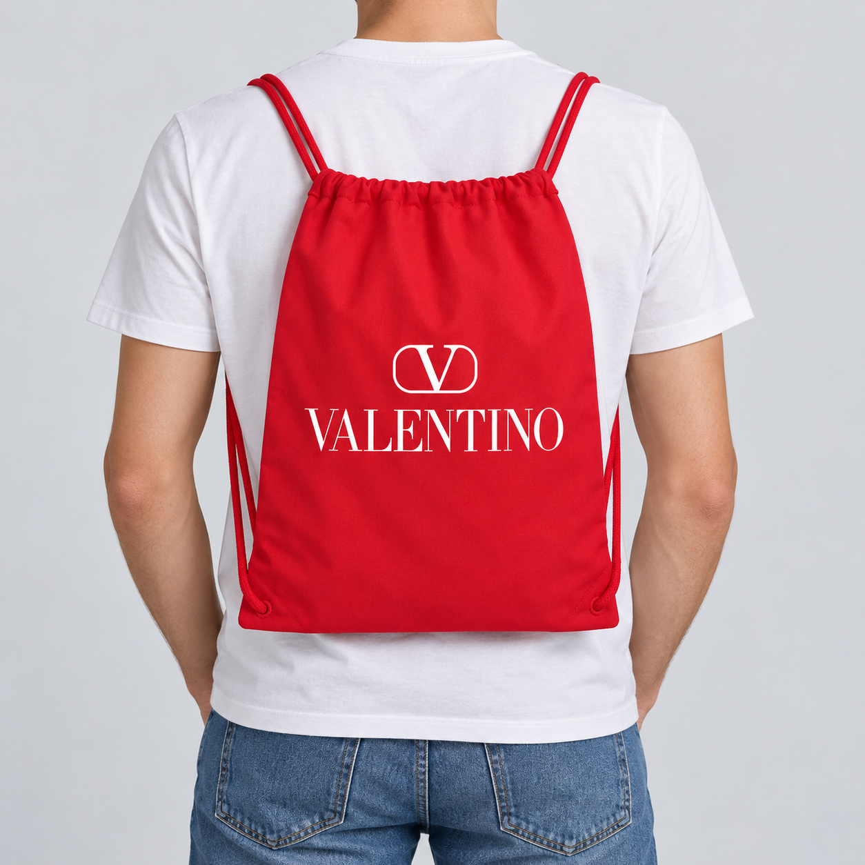 Valentino Drawstring Bag | Color: Red | View 3
