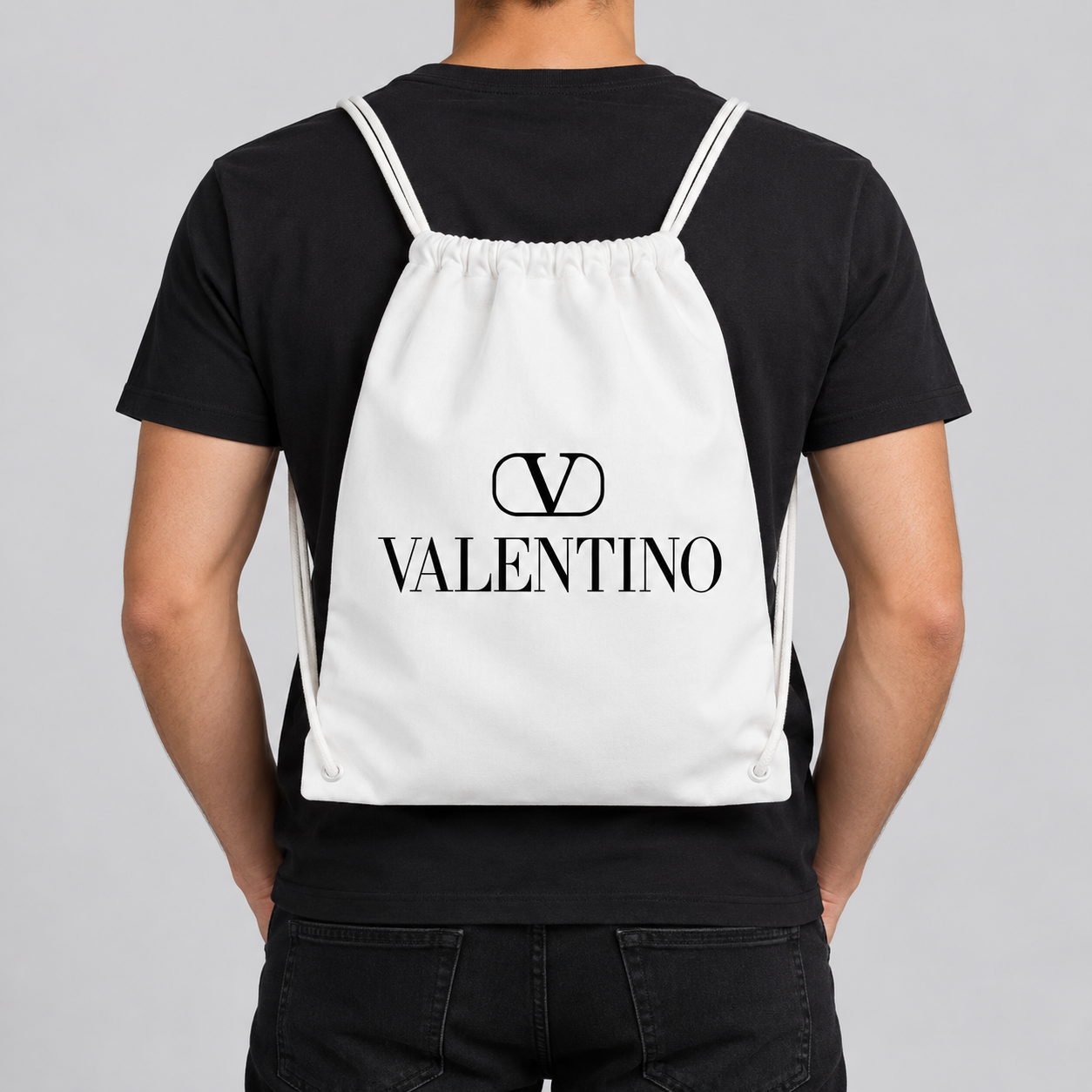 Valentino Drawstring Bag | Color: White | View 3