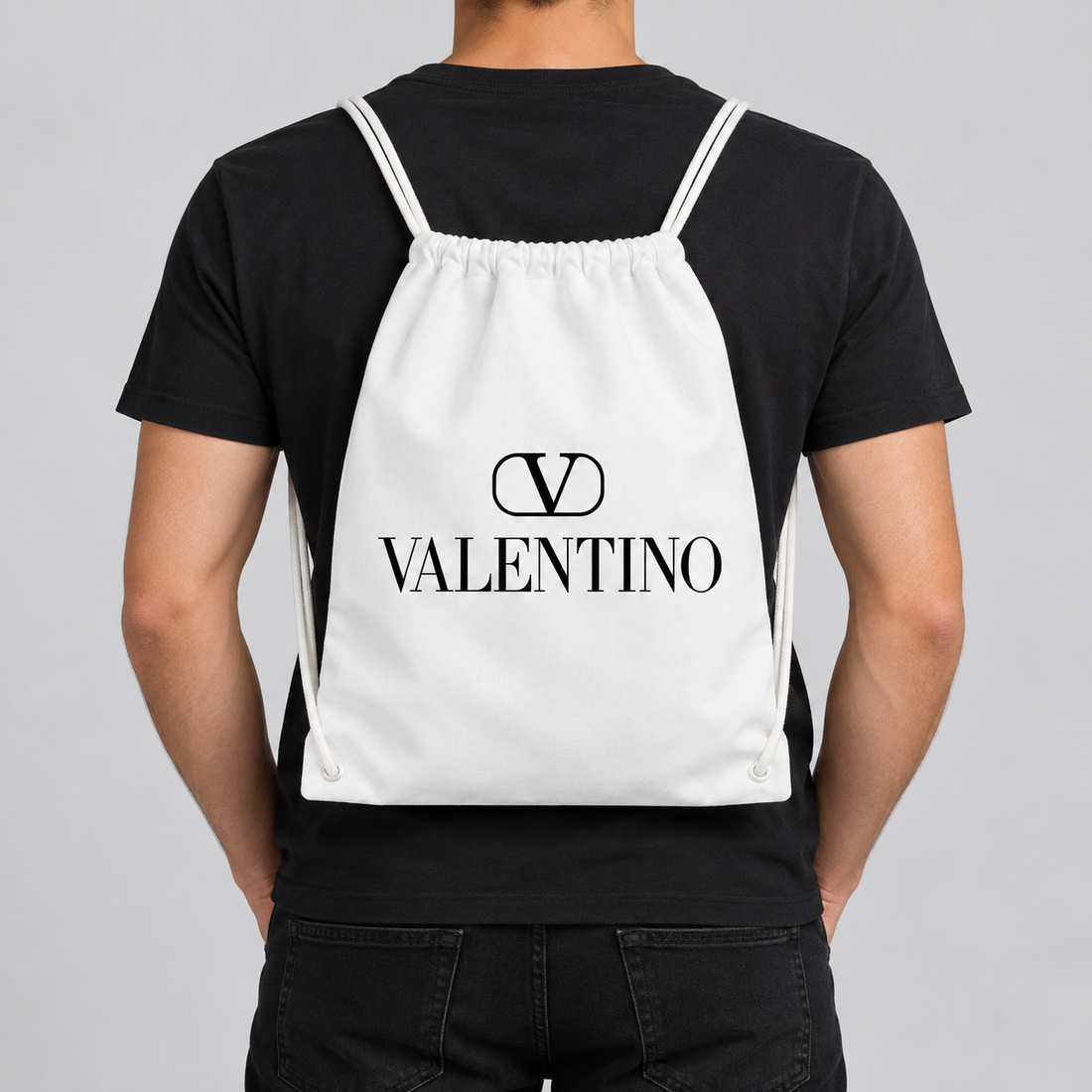 Valentino Drawstring Bag | Color: White | View 3