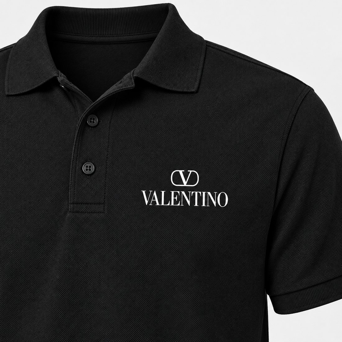 Men's Valentino Dry Blend Polo | Color: Black | View 4