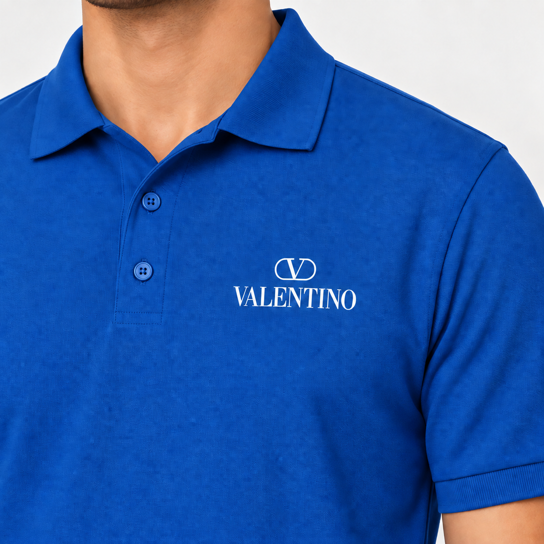Men's Valentino Dry Blend Polo | Color: Blue | View 4
