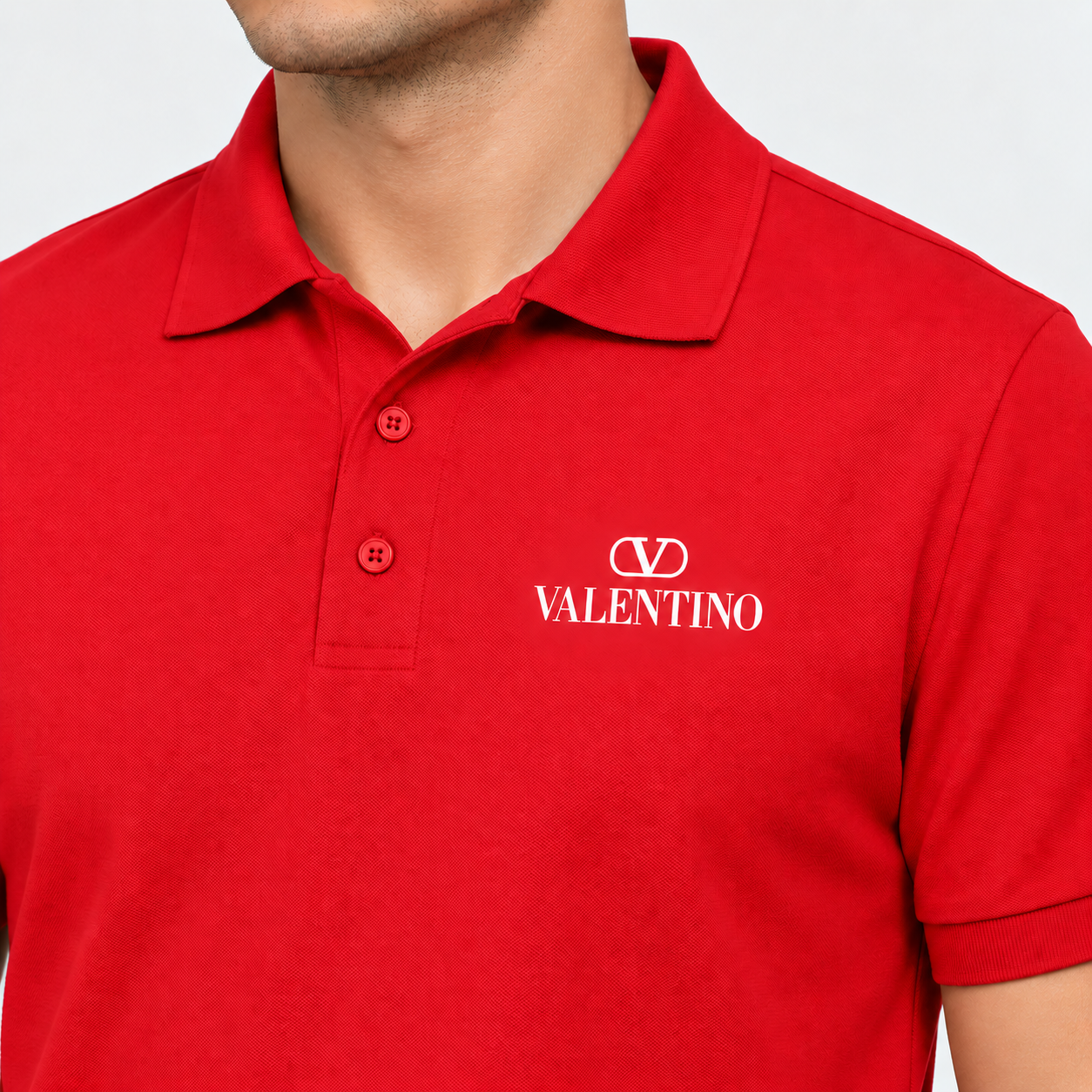 Men's Valentino Dry Blend Polo | Color: Red | View 4