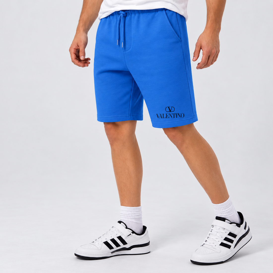 Men's Valentino Athletic Fleece Shorts | Color: Azure | View 3