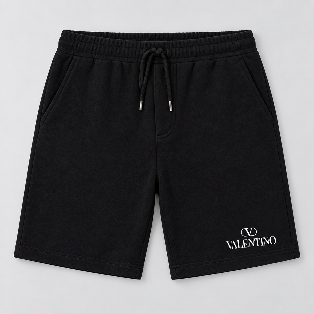 Men's Valentino Athletic Fleece Shorts | Color: Black | View 1