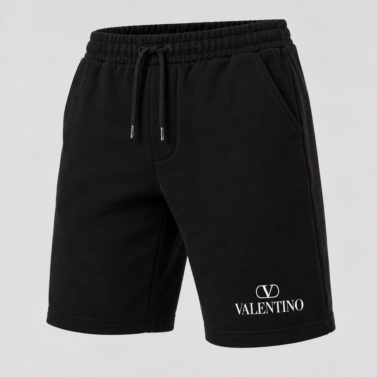 Men's Valentino Athletic Fleece Shorts | Color: Black | View 5