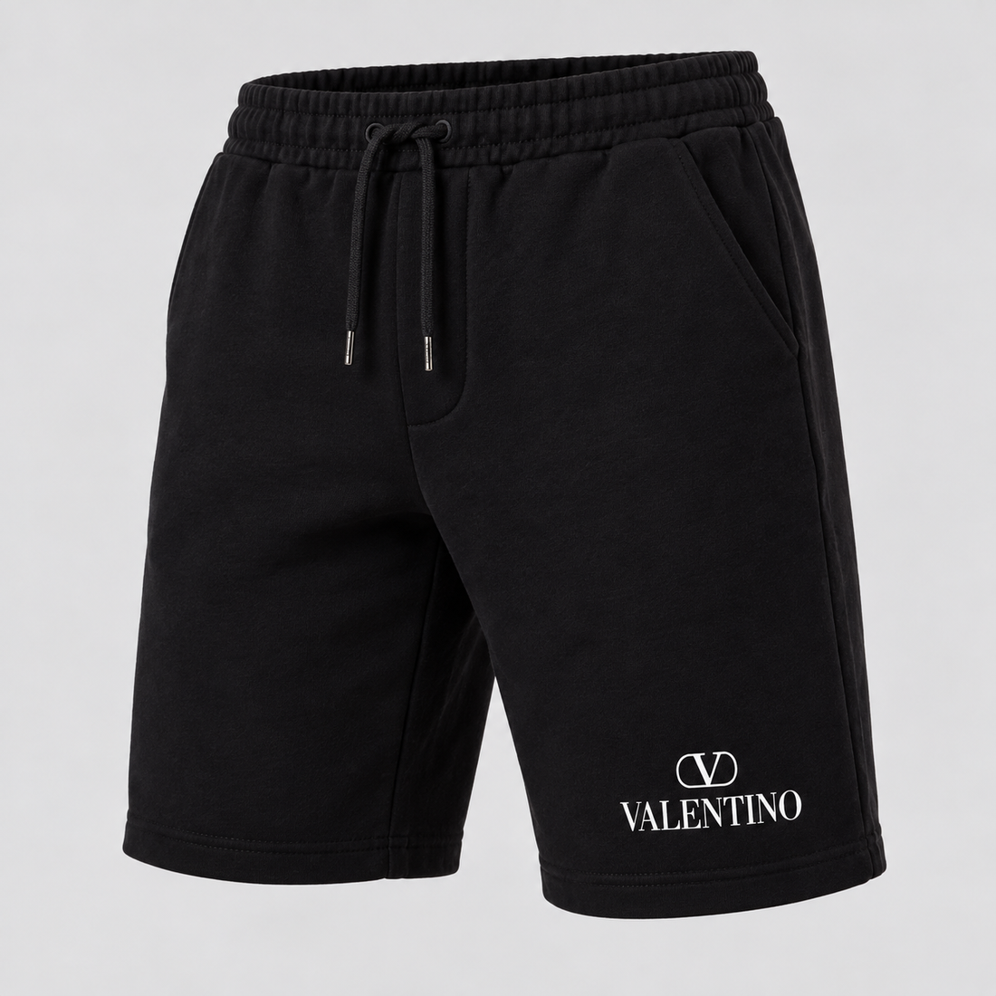 Men's Valentino Athletic Fleece Shorts | Color: Black | View 5