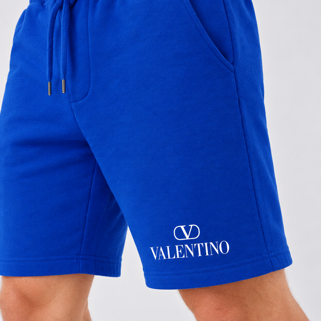 Men's Valentino Athletic Fleece Shorts | Color: Blue | View 4