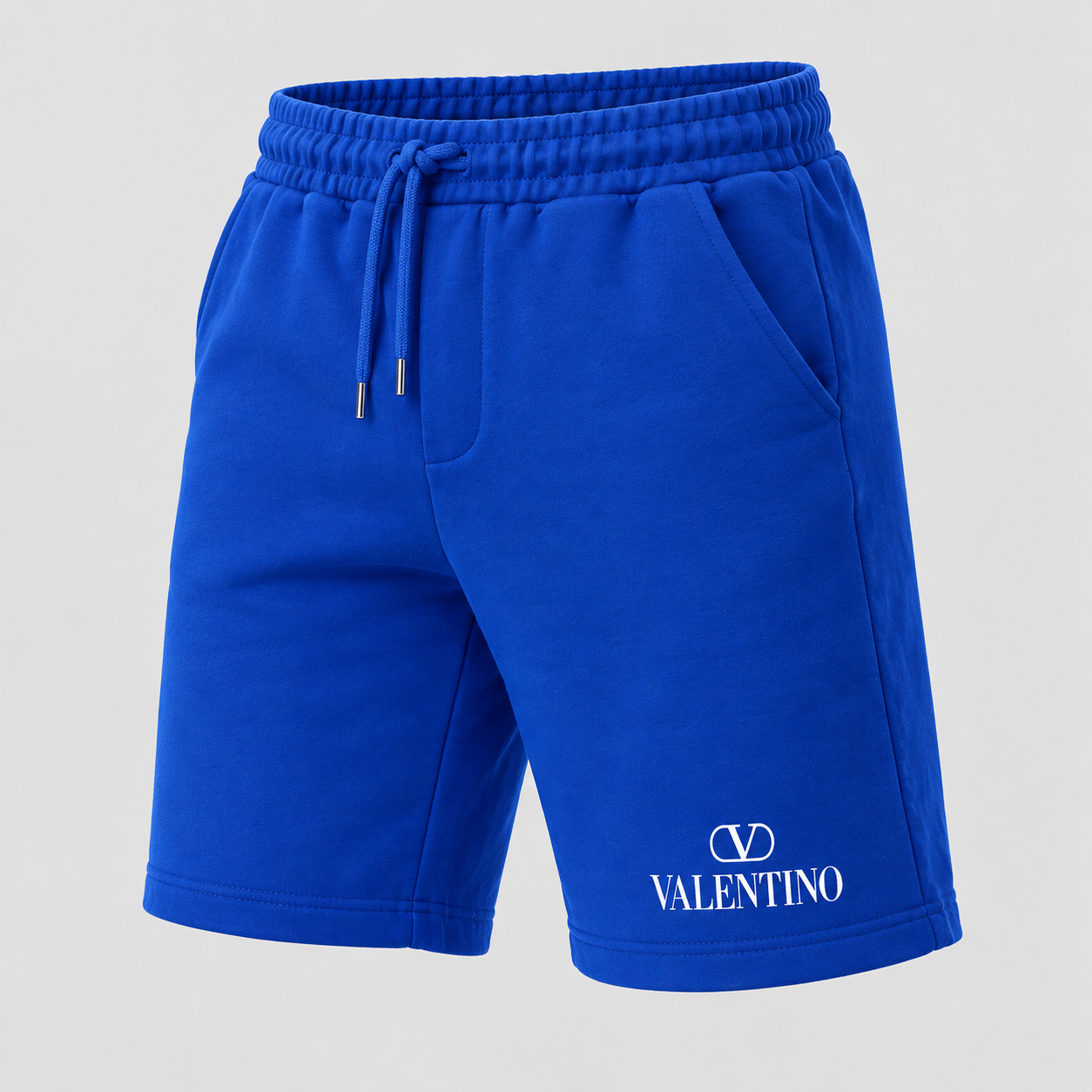 Men's Valentino Athletic Fleece Shorts | Color: Blue | View 5