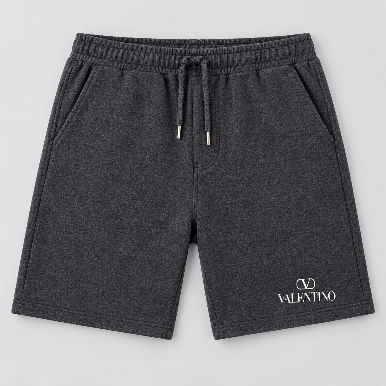Men's Valentino Athletic Fleece Shorts | Color: Dark Heather | View 1