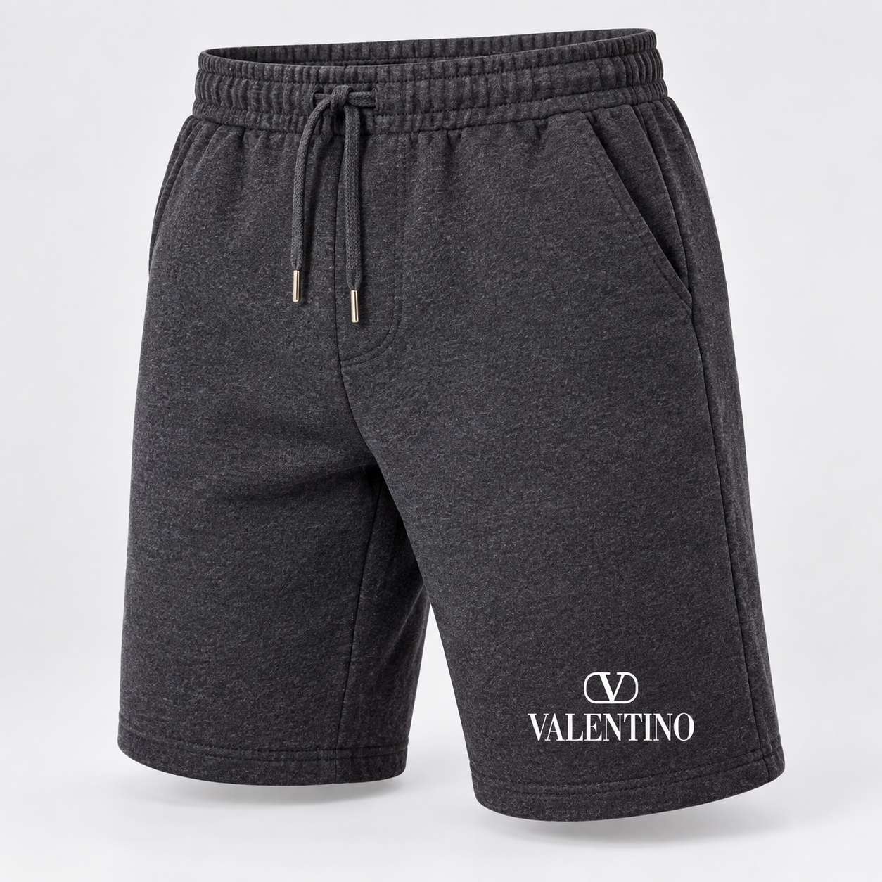 Men's Valentino Athletic Fleece Shorts | Color: Dark Heather | View 5