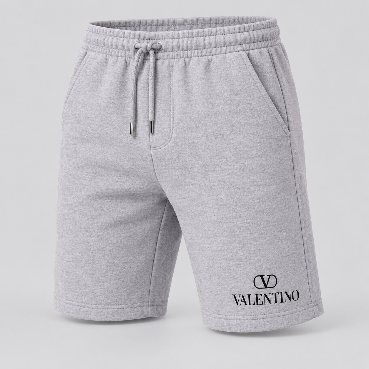 Men's Valentino Athletic Fleece Shorts | Color: Grey | View 5